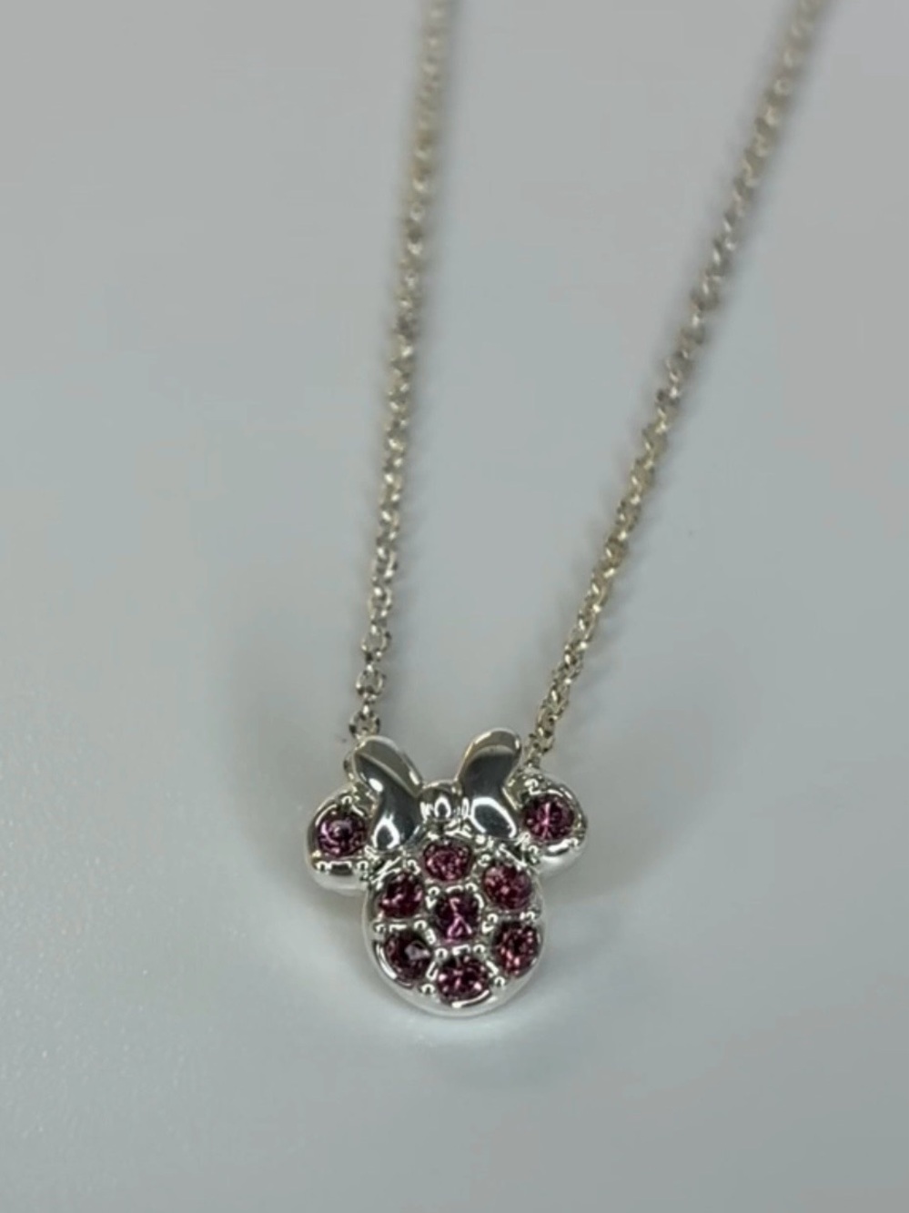 New Minnie Mouse Necklace Silver Crystals From Swarovski